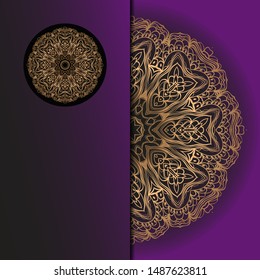 Template card with mandala. Vector. Oriental design for Christmas party invitation, Ramadan holiday, New year greeting, beauty spa salon, wedding