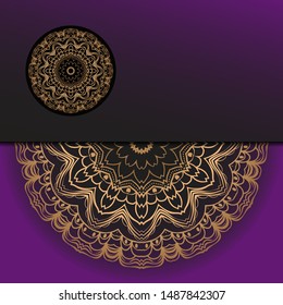 Template card with mandala. Vector. Oriental design for Christmas party invitation, Ramadan holiday, New year greeting, beauty spa salon, wedding