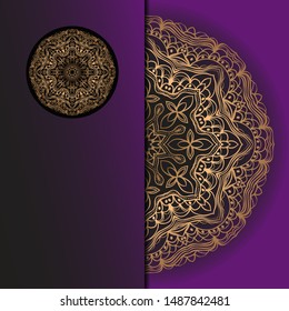 Template card with mandala. Vector. Oriental design for Christmas party invitation, Ramadan holiday, New year greeting, beauty spa salon, wedding