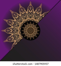 Template card with mandala. Vector. Oriental design for Christmas party invitation, Ramadan holiday, New year greeting, beauty spa salon, wedding