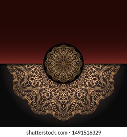 Template card with mandala. Vector. Oriental design for Christmas party invitation, Ramadan holiday, New year greeting, beauty spa salon, wedding
