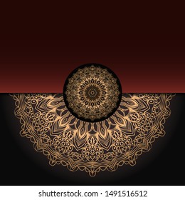 Template card with mandala. Vector. Oriental design for Christmas party invitation, Ramadan holiday, New year greeting, beauty spa salon, wedding