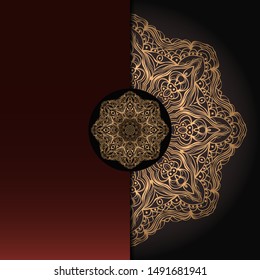 Template card with mandala. Vector. Oriental design for Christmas party invitation, Ramadan holiday, New year greeting, beauty spa salon, wedding