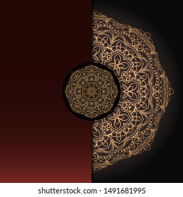 Template card with mandala. Vector. Oriental design for Christmas party invitation, Ramadan holiday, New year greeting, beauty spa salon, wedding
