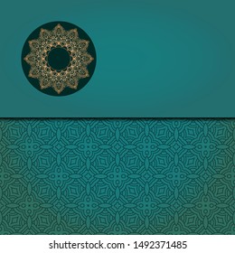 Template card with mandala. Vector. Oriental design for Christmas party invitation, Ramadan holiday, New year greeting, beauty spa salon, wedding