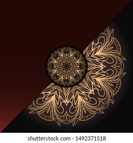 Template card with mandala. Vector. Oriental design for Christmas party invitation, Ramadan holiday, New year greeting, beauty spa salon, wedding