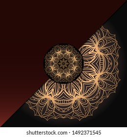 Template card with mandala. Vector. Oriental design for Christmas party invitation, Ramadan holiday, New year greeting, beauty spa salon, wedding