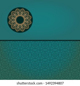 Template card with mandala. Vector. Oriental design for Christmas party invitation, Ramadan holiday, New year greeting, beauty spa salon, wedding