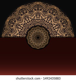 Template card with mandala. Vector. Oriental design for Christmas party invitation, Ramadan holiday, New year greeting, beauty spa salon, wedding