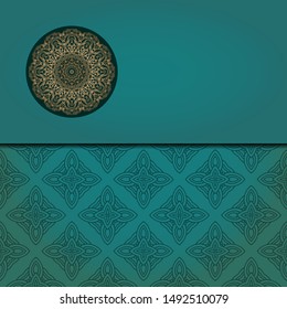 Template card with mandala. Vector. Oriental design for Christmas party invitation, Ramadan holiday, New year greeting, beauty spa salon, wedding