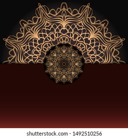 Template card with mandala. Vector. Oriental design for Christmas party invitation, Ramadan holiday, New year greeting, beauty spa salon, wedding