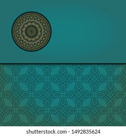 Template card with mandala. Vector. Oriental design for Christmas party invitation, Ramadan holiday, New year greeting, beauty spa salon, wedding