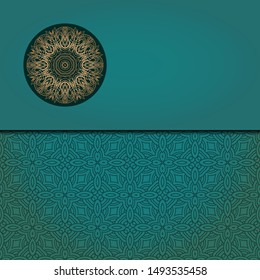 Template card with mandala. Vector. Oriental design for Christmas party invitation, Ramadan holiday, New year greeting, beauty spa salon, wedding