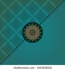Template card with mandala. Vector. Oriental design for Christmas party invitation, Ramadan holiday, New year greeting, beauty spa salon, wedding