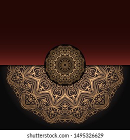 Template card with mandala. Vector. Oriental design for Christmas party invitation, Ramadan holiday, New year greeting, beauty spa salon, wedding