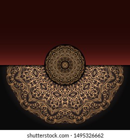 Template card with mandala. Vector. Oriental design for Christmas party invitation, Ramadan holiday, New year greeting, beauty spa salon, wedding