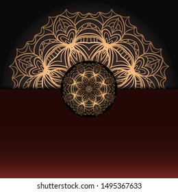 Template card with mandala. Vector. Oriental design for Christmas party invitation, Ramadan holiday, New year greeting, beauty spa salon, wedding
