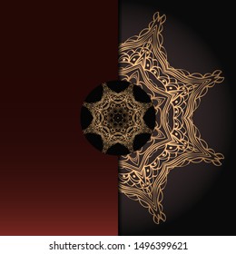 Template card with mandala. Vector. Oriental design for Christmas party invitation, Ramadan holiday, New year greeting, beauty spa salon, wedding