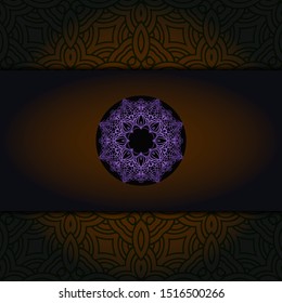 Template card with mandala. Vector. Oriental design for Christmas party invitation, Ramadan holiday, New year greeting, beauty spa salon, wedding