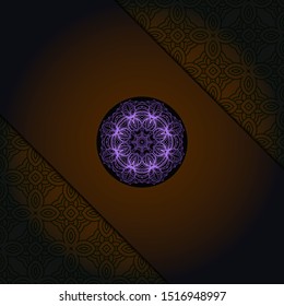 Template card with mandala. Vector. Oriental design for Christmas party invitation, Ramadan holiday, New year greeting, beauty spa salon, wedding