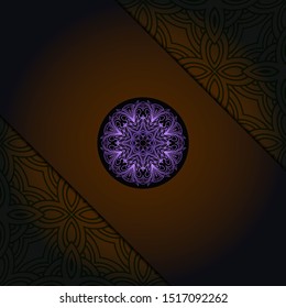 Template card with mandala. Vector. Oriental design for Christmas party invitation, Ramadan holiday, New year greeting, beauty spa salon, wedding