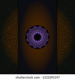 Template card with mandala. Vector. Oriental design for Christmas party invitation, Ramadan holiday, New year greeting, beauty spa salon, wedding