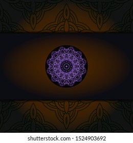 Template card with mandala. Vector. Oriental design for Christmas party invitation, Ramadan holiday, New year greeting, beauty spa salon, wedding