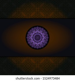 Template card with mandala. Vector. Oriental design for Christmas party invitation, Ramadan holiday, New year greeting, beauty spa salon, wedding