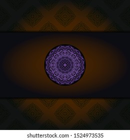 Template card with mandala. Vector. Oriental design for Christmas party invitation, Ramadan holiday, New year greeting, beauty spa salon, wedding