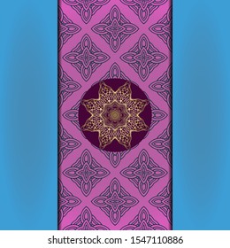 Template card with mandala. Vector. Oriental design for Christmas party invitation, Ramadan holiday, New year greeting, beauty spa salon, wedding