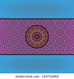 Template card with mandala. Vector. Oriental design for Christmas party invitation, Ramadan holiday, New year greeting, beauty spa salon, wedding