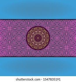 Template card with mandala. Vector. Oriental design for Christmas party invitation, Ramadan holiday, New year greeting, beauty spa salon, wedding