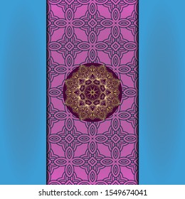 Template card with mandala. Vector. Oriental design for Christmas party invitation, Ramadan holiday, New year greeting, beauty spa salon, wedding