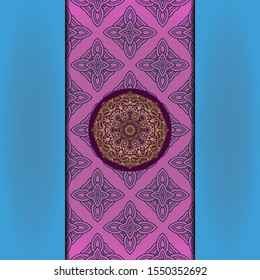 Template card with mandala. Vector. Oriental design for Christmas party invitation, Ramadan holiday, New year greeting, beauty spa salon, wedding