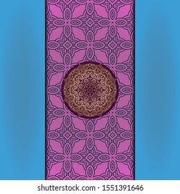 Template card with mandala. Vector. Oriental design for Christmas party invitation, Ramadan holiday, New year greeting, beauty spa salon, wedding