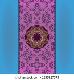 Template card with mandala. Vector. Oriental design for Christmas party invitation, Ramadan holiday, New year greeting, beauty spa salon, wedding