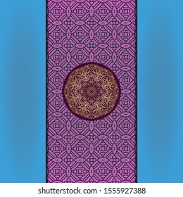 Template card with mandala. Vector. Oriental design for Christmas party invitation, Ramadan holiday, New year greeting, beauty spa salon, wedding