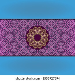 Template card with mandala. Vector. Oriental design for Christmas party invitation, Ramadan holiday, New year greeting, beauty spa salon, wedding
