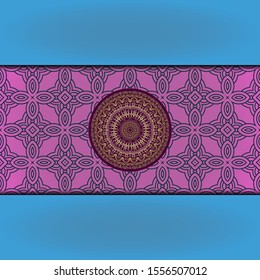 Template card with mandala. Vector. Oriental design for Christmas party invitation, Ramadan holiday, New year greeting, beauty spa salon, wedding