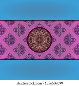 Template card with mandala. Vector. Oriental design for Christmas party invitation, Ramadan holiday, New year greeting, beauty spa salon, wedding