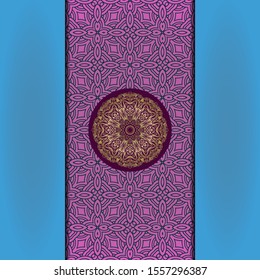 Template card with mandala. Vector. Oriental design for Christmas party invitation, Ramadan holiday, New year greeting, beauty spa salon, wedding