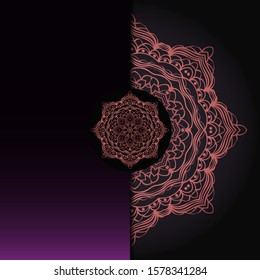 Template card with mandala. Vector. Oriental design for Christmas party invitation, Ramadan holiday, New year greeting, beauty spa salon, wedding
