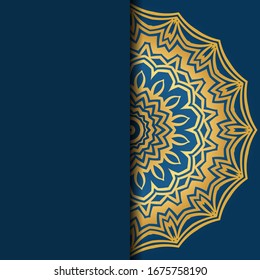 Template card with mandala. Vector. Oriental design for Christmas party invitation, Ramadan holiday, New year greeting, beauty spa salon, wedding