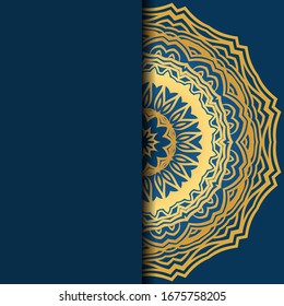 Template card with mandala. Vector. Oriental design for Christmas party invitation, Ramadan holiday, New year greeting, beauty spa salon, wedding