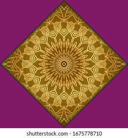 Tarjeta de plantilla con mandala. Vector. Diseño oriental para la invitación a fiestas navideñas, fiestas de Ramadán, saludo de Año Nuevo, salón de belleza, boda