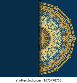 Template card with mandala. Vector. Oriental design for Christmas party invitation, Ramadan holiday, New year greeting, beauty spa salon, wedding