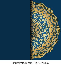 Tarjeta de plantilla con mandala. Vector. Diseño oriental para la invitación a fiestas navideñas, fiestas de Ramadán, saludo de Año Nuevo, salón de belleza, boda