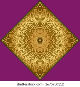 Template card with mandala. Vector. Oriental design for Christmas party invitation, Ramadan holiday, New year greeting, beauty spa salon, wedding