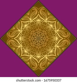 Template card with mandala. Vector. Oriental design for Christmas party invitation, Ramadan holiday, New year greeting, beauty spa salon, wedding