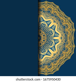 Template card with mandala. Vector. Oriental design for Christmas party invitation, Ramadan holiday, New year greeting, beauty spa salon, wedding